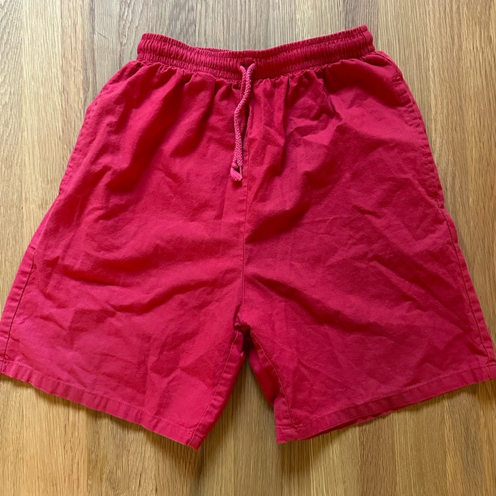 vintage red cotton high waisted drawstring shorts